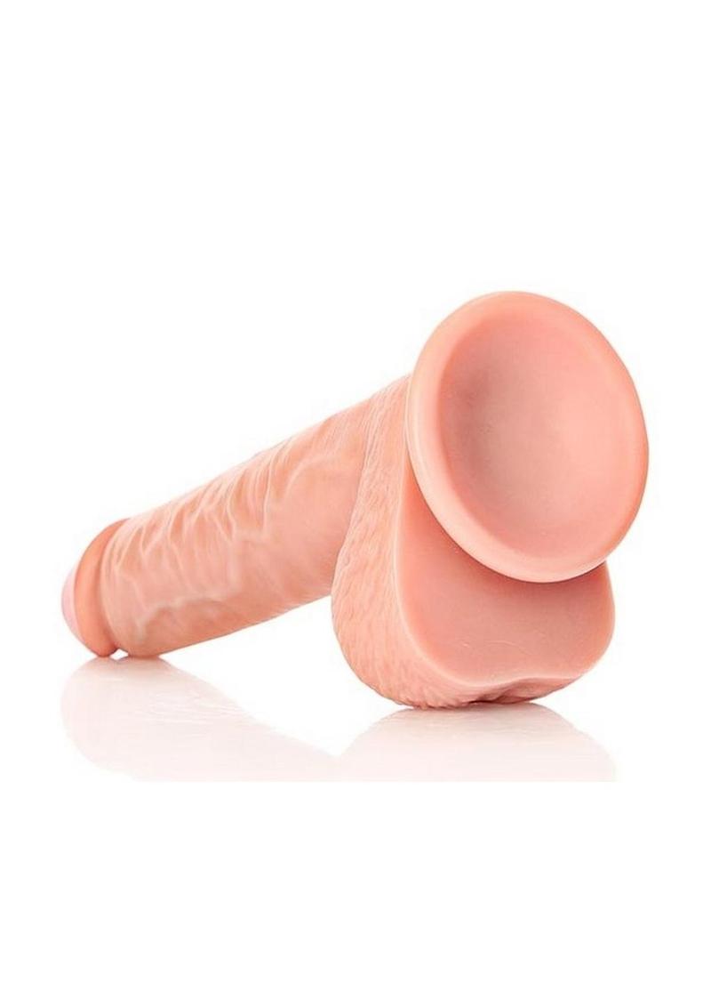 Realrock Straight Realistic Dildo with Balls and Suction Cup - Vanilla - 10in