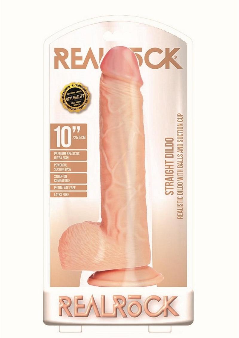 Realrock Straight Realistic Dildo with Balls and Suction Cup