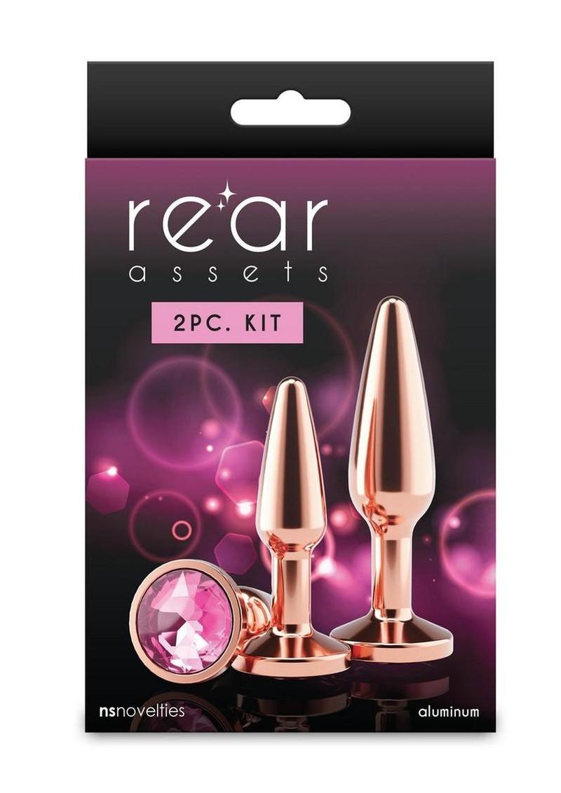 Rear Assets Tapered Trainer Chrome Plated Anal Plugs Kit - Rose Gold - 3pc/Set
