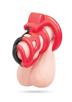 Red Zone Cock Shackle Chastity Cage - Black/Red - 2in