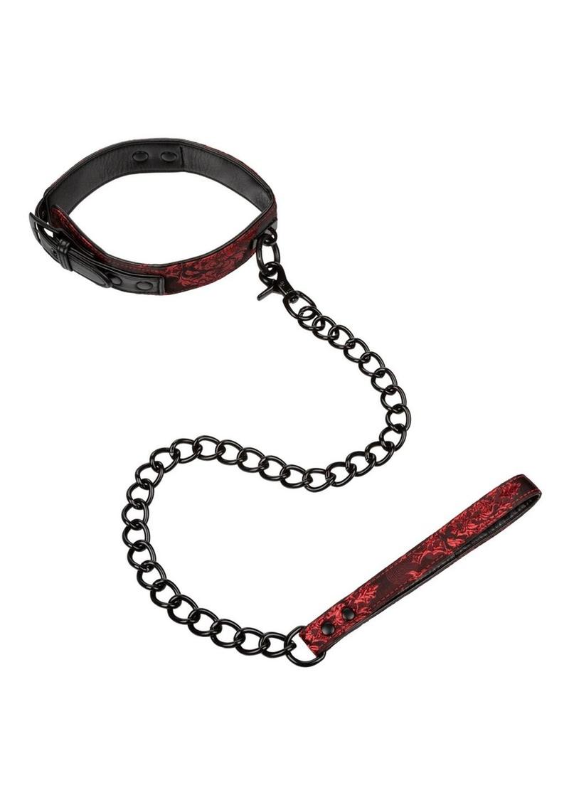 Scandal Collar with Leash - Black/Red