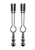 Selopa Beaded Nipple Clamps - Black Chrome - Black