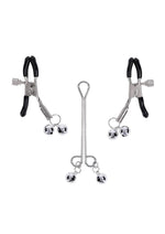 Sex and Mischief Shadow Bell Nipple Clit Jewelry - Black/Silver