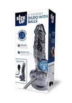 Size Up Ripple Inflatable Silicone Dildo with Balls - Black - 6in