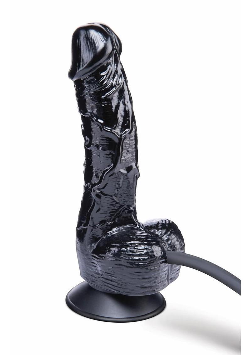 Size Up Ripple Inflatable Silicone Dildo with Balls - Black - 6in