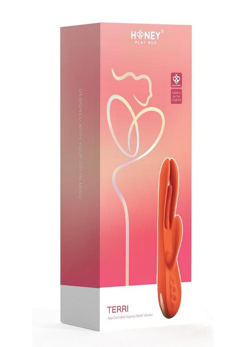 Terri App Controlled Kinky Finger Tapping Rabbit Vibrator - Gold/Orange