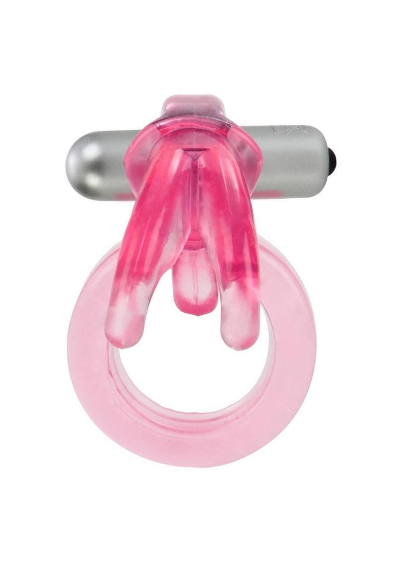 Triple Clit Flicker Cock Ring - Red