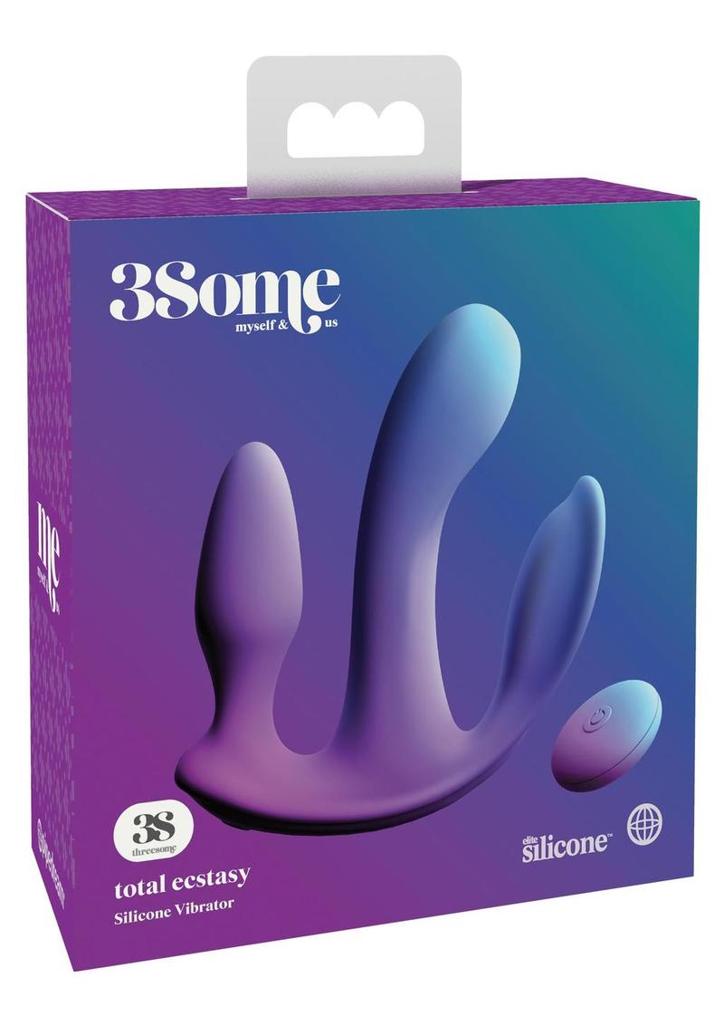 3Some Total Ecstasy Silicone Rechargeable Vibrator with Remote Control