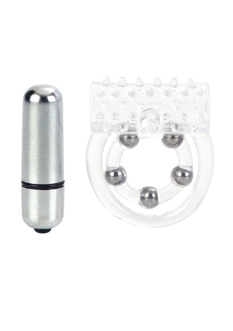 5 Bead Maximus Ring Vibrating Cock Ring - Clear