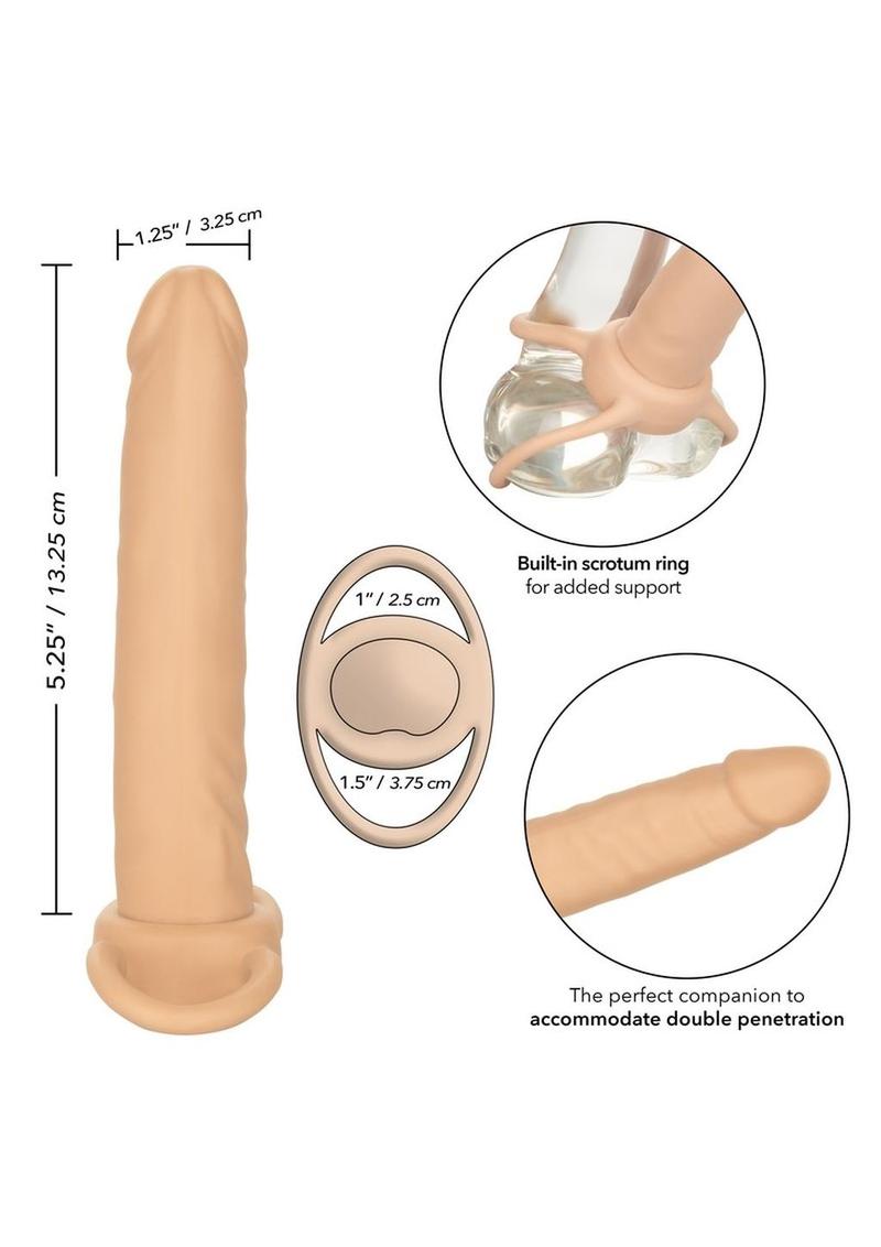 Accommodator Dual Penetrator Dildo Cock Ring - Ivory/White