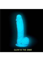 Addiction Toy Collection Luke Silicone Glow In The Dark Dildo with Balls - Blue/Glow In The Dark - 7.5in