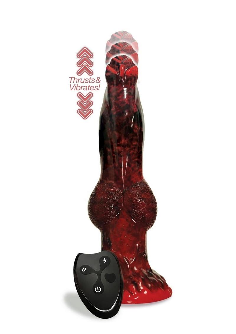 Alien Nation Fire Dragon Silicone Thrusting Dildo - Black/Red