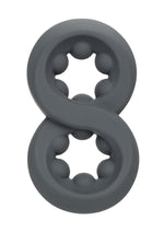 Alpha Liquid Silicone Beaded Crazy 8 Cock Ring - Gray/Grey