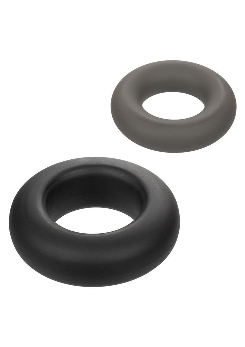 Alpha Liquid Silicone Prolong Cock Ring (2 Piece Set) - Assorted - Assorted Colors