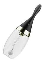 Anal Adventures Platinum Aqua Jet Rechargeable Silicone Anal Douche with Remote - Black/Clear