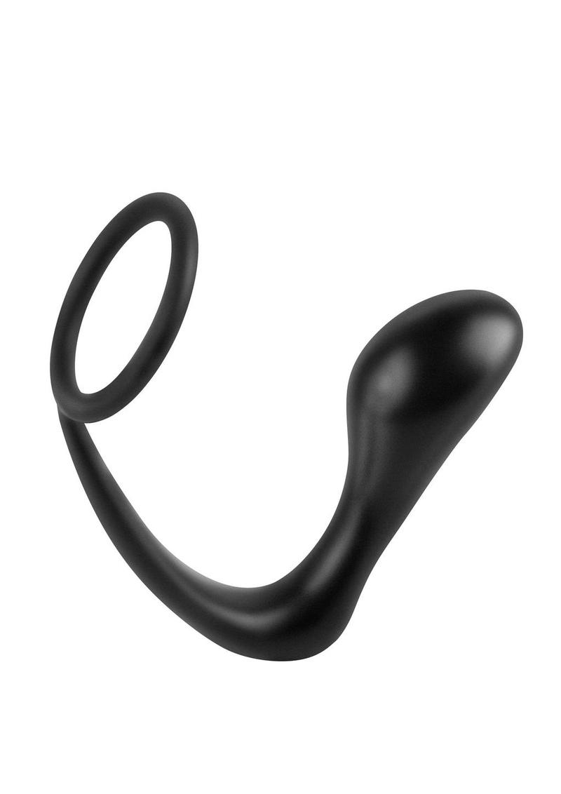 Anal Fantasy Collection Ass-Gasm Cock Ring Plug - Black - 4in