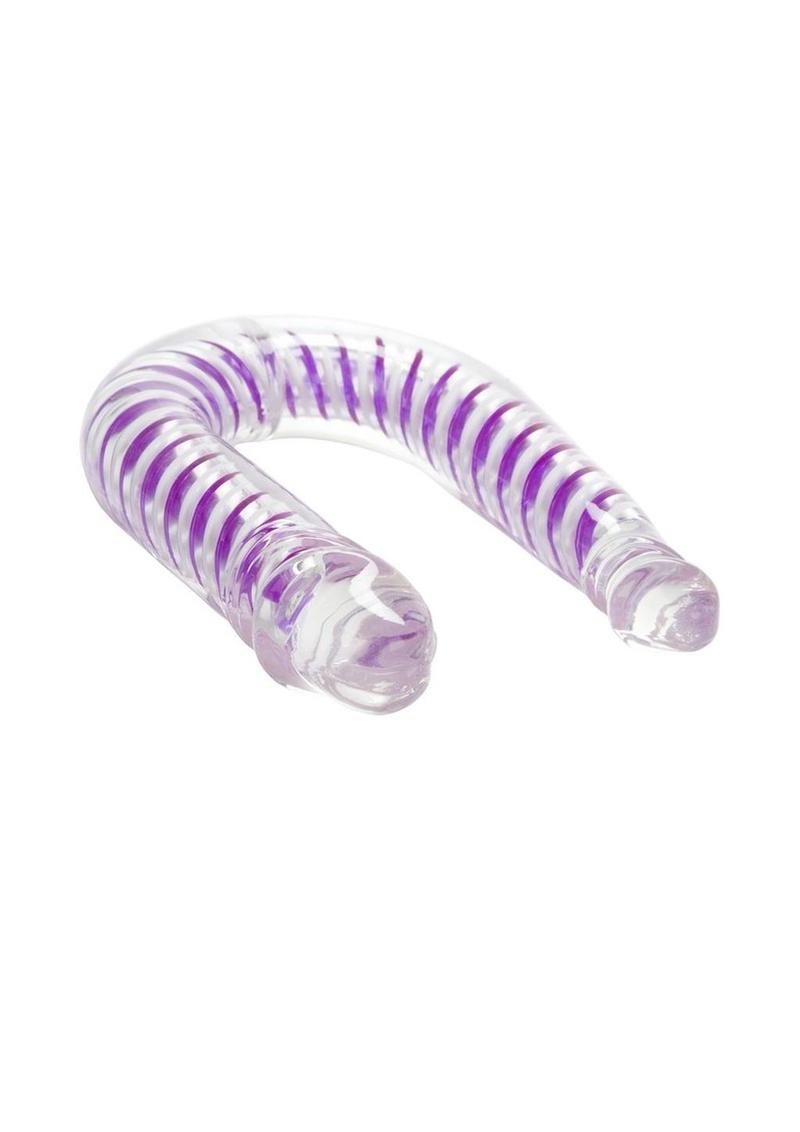 Art Deco AC/DC Double Dildo - Clear/Purple - 12.25in