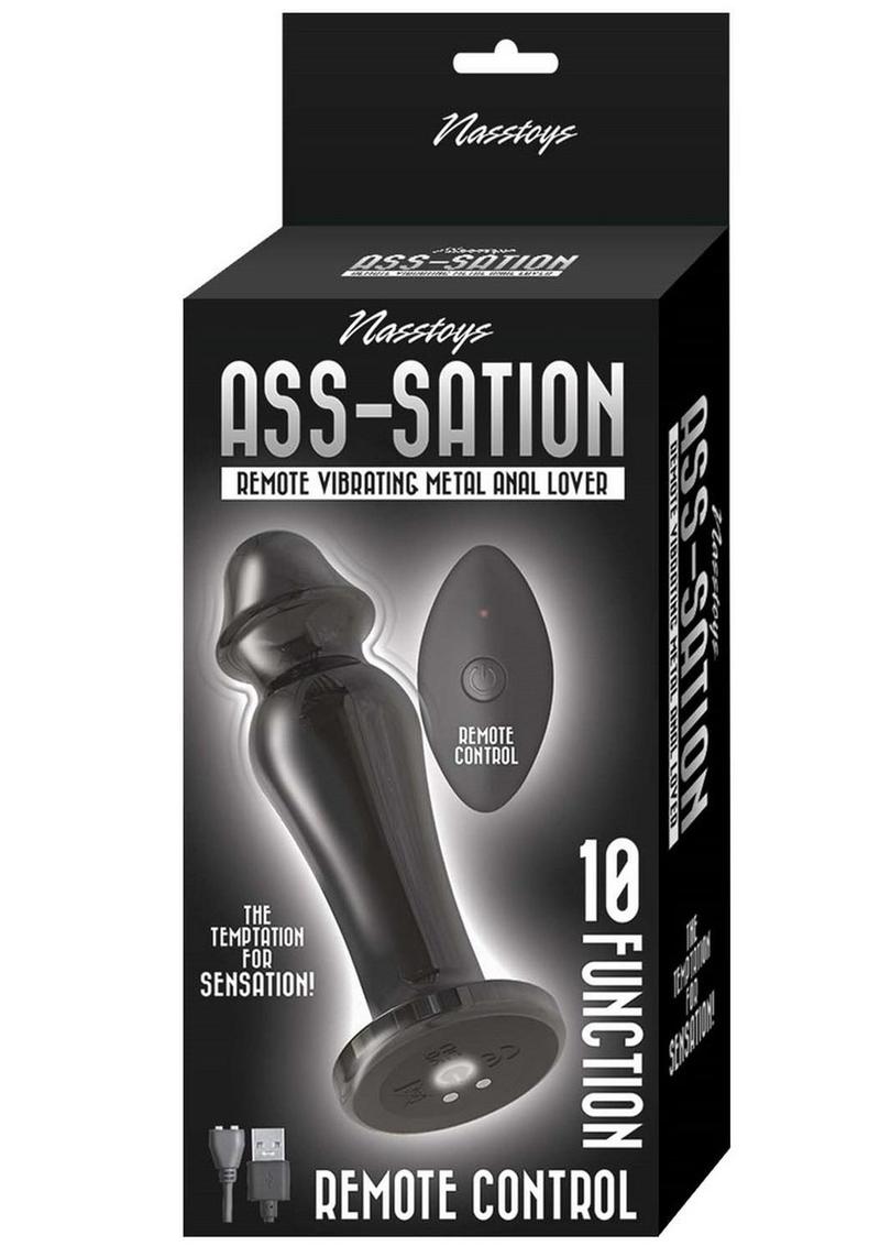 Ass-Sation Remote Control Rechargeable Vibrating Metal Anal Lover - Black/Metal