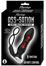 Ass-Sation Remote Thrusting Rechargeable Silicone Power Plug - Black