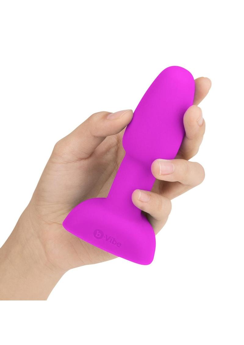 B-Vibe Rimming Petite Rechargeable Silicone Anal Plug with Remote - Fuchsia/Pink