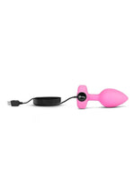 B-Vibe Vibrating Heart Shape Jewel Rechargeable Silicone Anal Plug with Remote - Pink - Medium/Small