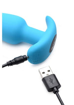 Bang! 21x Vibrating Silicone Rechargeable Butt Plug with Remote Control - Blue