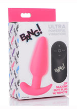 Bang! 21x Vibrating Silicone Rechargeable Butt Plug with Remote Control - Pink