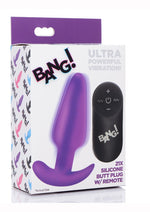 Bang! 21x Vibrating Silicone Rechargeable Butt Plug with Remote Control - Purple