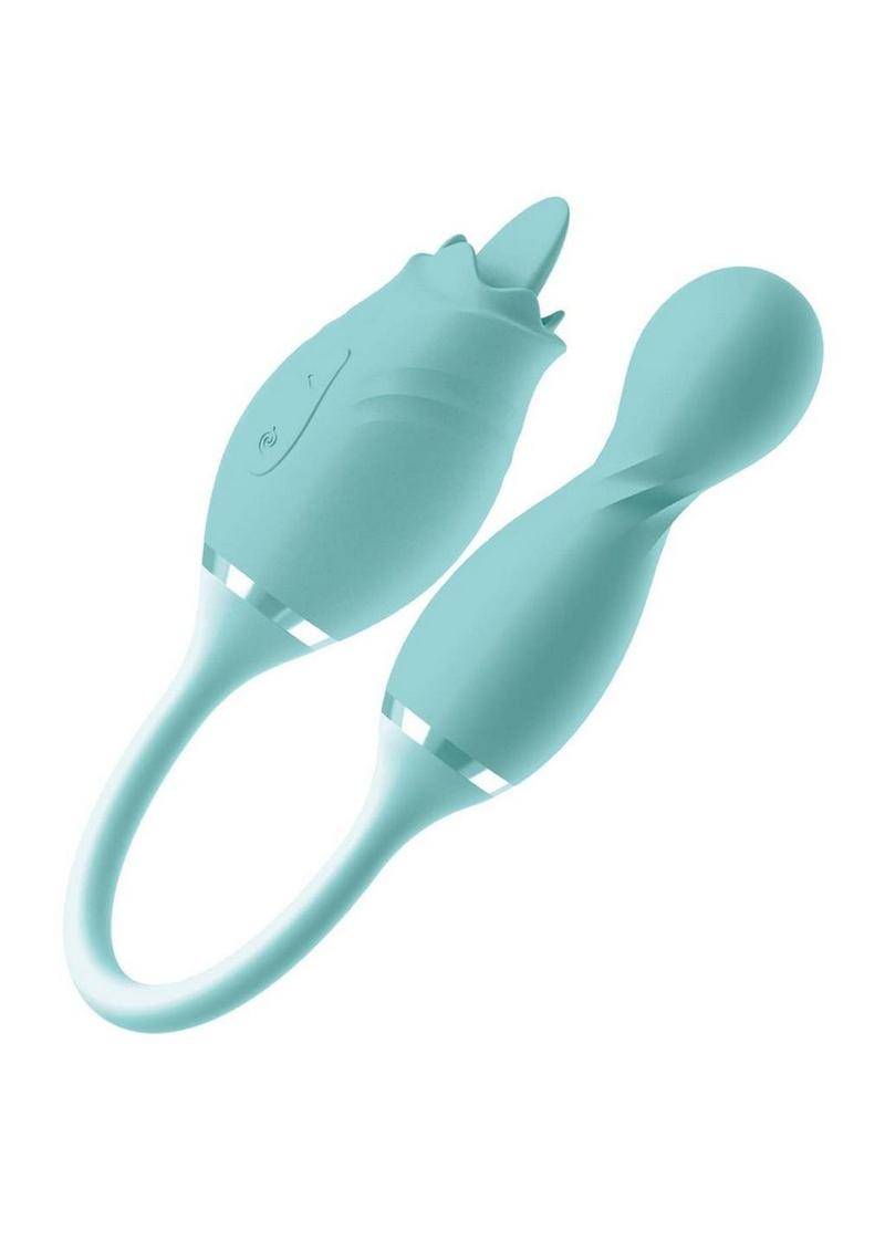 Blaze Exciter Rechargeable Silicone Dual Stimulating Vibrator - Aqua/Blue