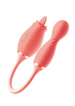 Blaze Exciter Rechargeable Silicone Dual Stimulating Vibrator - Coral/Orange