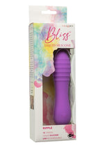 Bliss Liquid Silicone Ripple Rechargeable Vibrator with Clitoral Stimulator - Purple