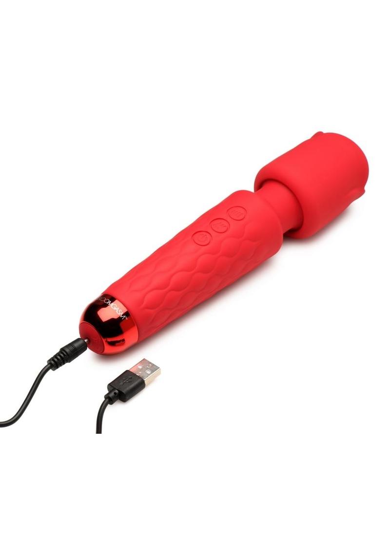Bloomgasm Pleasure Rose 10x Rechargeable Silicone Wand with Rose Attachment - Red