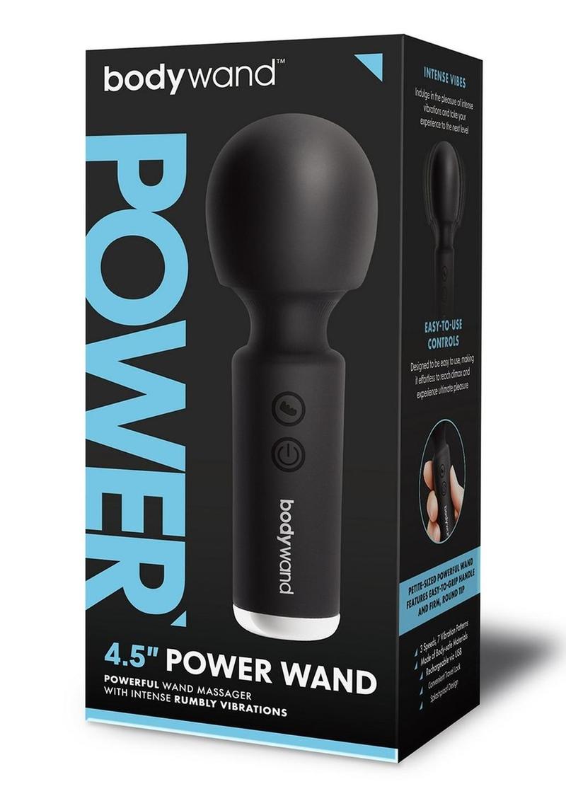 Bodywand Power Wand Rechargeable Silicone Wand Massager - Black - 4.5in