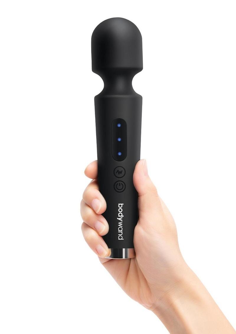 Bodywand Power Wand Rechargeable Silicone Wand Massager - Black - 8in