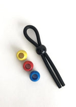 Boneyard Single Slide Cock Leash 2x Stretch Silicone - Black/Multicolor