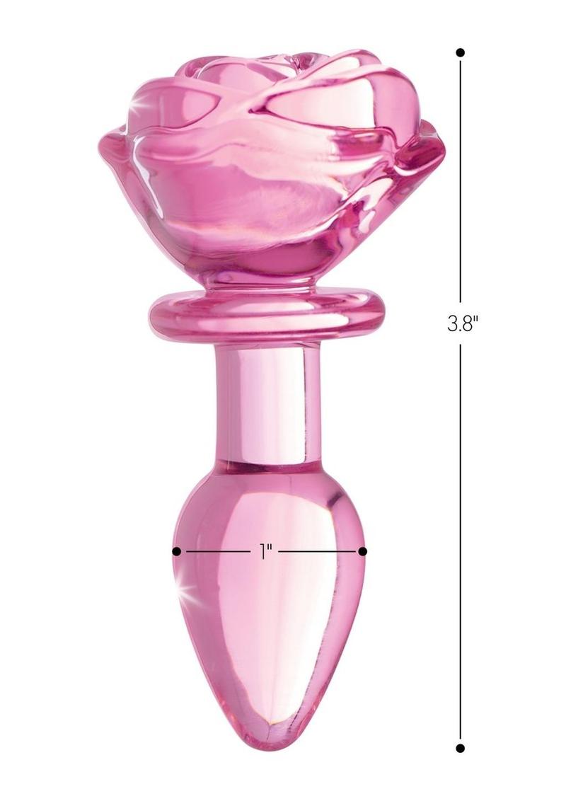 Booty Sparks Pink Rose Glass Anal Plug