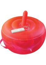 Bouncy Banger Inflatable Cushion with Wire Controller Vibrating Silicone Dildo - Red