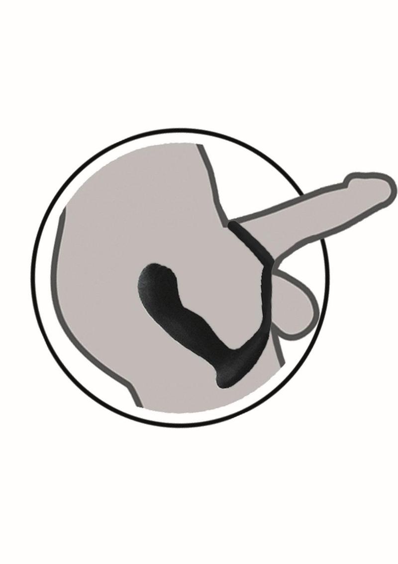 Butts Up Rechargeable Silicone Prostate Massager with Scrotum and Cock Ring - Black