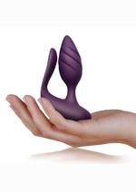 Cocktail Rechargeable Silicone Couples Vibrator with Remote Control - Purple/Rose Gold