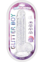 Cotton Candy Glitter Boy Silicone Dildo - Clear - 6.5in