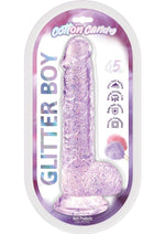 Cotton Candy Glitter Boy Silicone Dildo 6.5in - Lavender - Purple