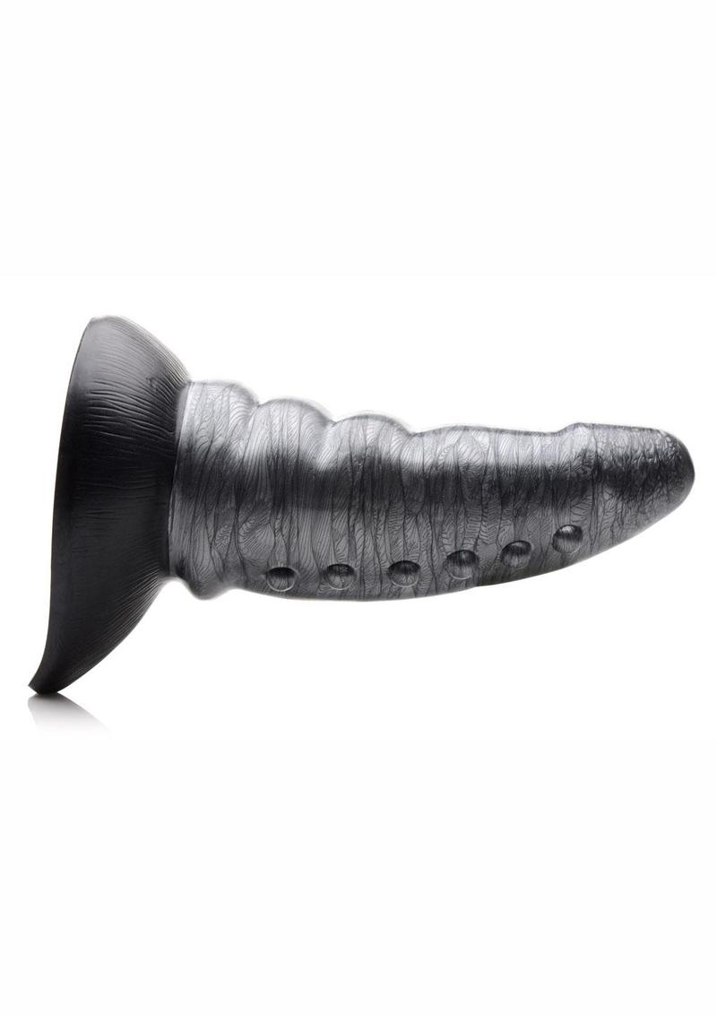 Creature Cocks Beastly Tapered Bumpy Silicone Dildo - Black/Silver - 8.25in