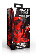 Creature Cocks Hell Hound Squirting Silicone Penis Enhancer - Black/Red