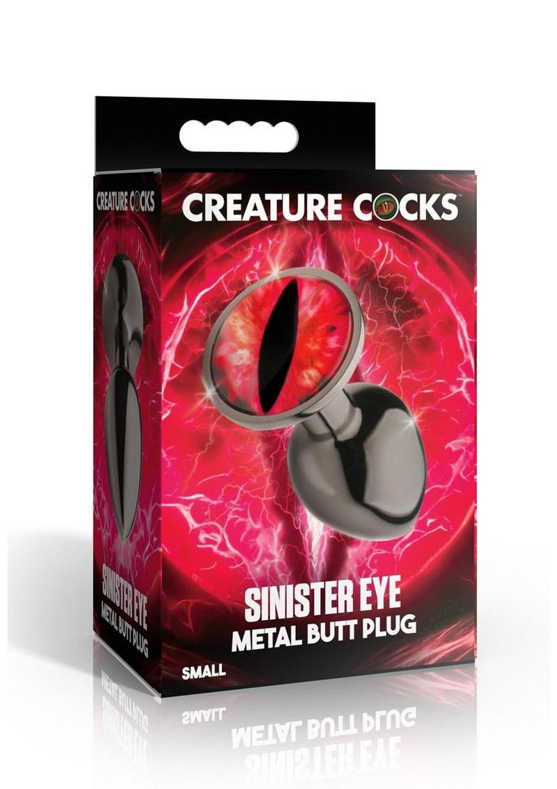 Creature Cocks Red Eye Metal Butt Plug - Black/Metal/Red - Small