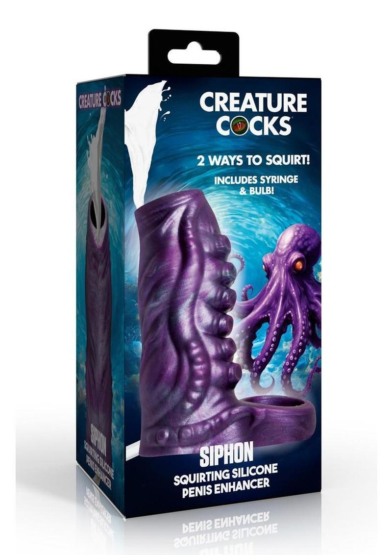 Creature Cocks Tentacle Squirting Silicone Penis Enhancer - Purple