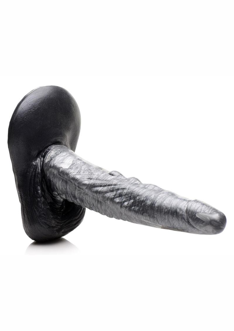 Creature Cocks The Gargoyle Rock Hard Silicone Dildo - Black/Silver - 9.3in