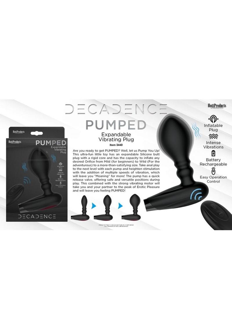 Decadence Pumped Silicone Expandable Butt Plug with Remote Control