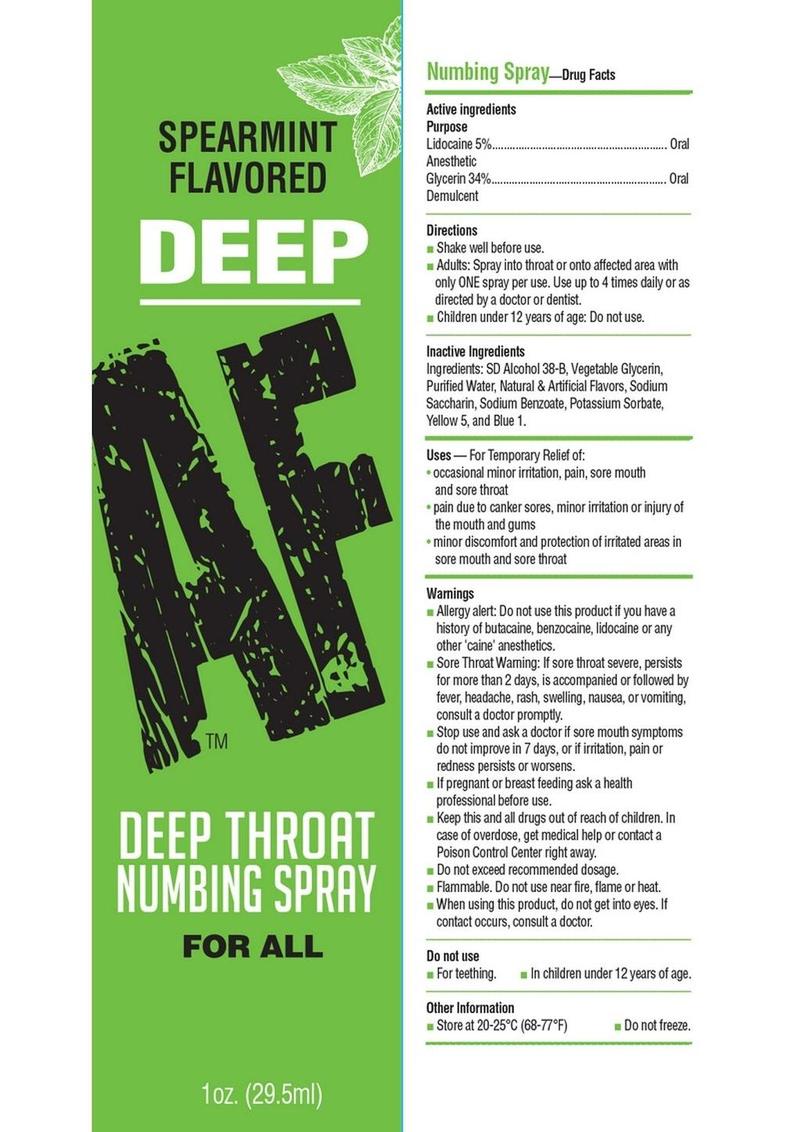 Deep AF Numbing Throat Spray Spearmint