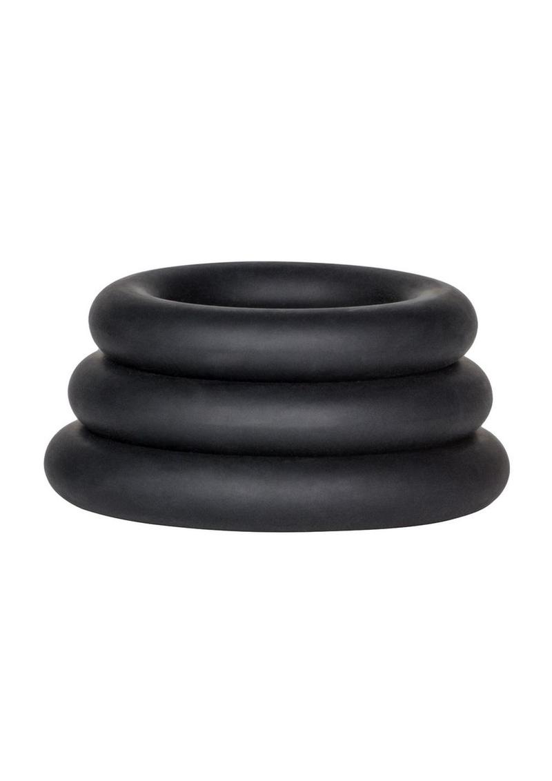 Dr. Joel Kaplan Silicone Support Rings Cock Ring - Black - 3 Piece Set