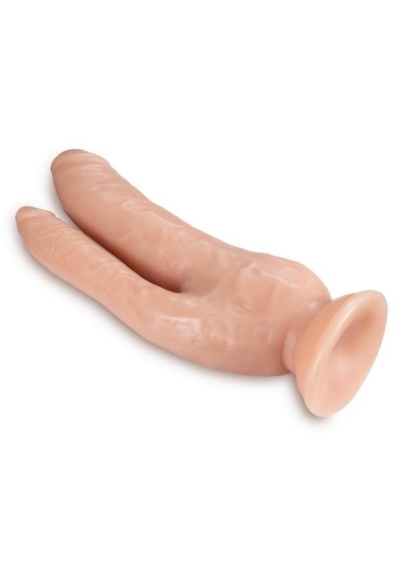 Dr. Skin Dual Penetrating Dildo with Suction Cup - Vanilla - 8in